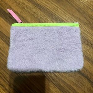 Fuzzy Lavender Pouch with Neon Accents
